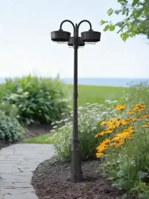 PRIOS LED venkovní světlo Thorus, 204 cm, černé, 3-křídlé, IP44 Výprodej