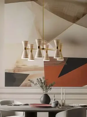 Stilnovo závěsné světlo Megafono, 80 cm, barva slonová kost, 12-fl Akce
