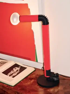 Stolní lampa Stilnovo Periscopio, červená, výška 68 cm, kov Vysoce Kvalitní