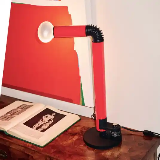 Stolní lampa Stilnovo Periscopio, červená, výška 68 cm, kov Vysoce Kvalitní