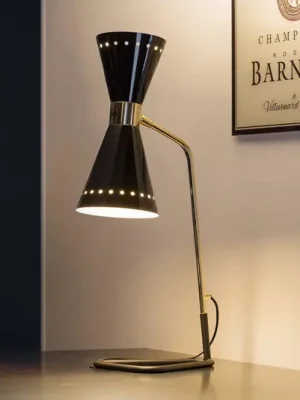 Stolní lampa Stilnovo Megafono, černá, výška 62 cm, kov Nejprodávanější
