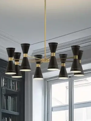 Bezpečná Platba Závěsné světlo Stilnovo Megafono, Ø 100 cm, černé, 16 ramen.
