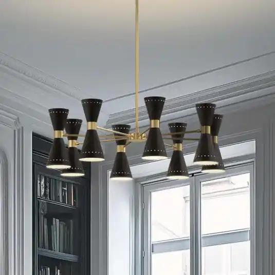 Bezpečná Platba Závěsné světlo Stilnovo Megafono, Ø 100 cm, černé, 16 ramen.