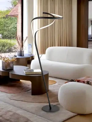 LED stojací lampa Danza, stmívač, matná černá, kov, hliník Autentický