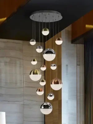 Závěsné světlo LED Sphere, 14 světel, stmívatelné, Ø 60 cm, vícebarevné Nová Kolekce