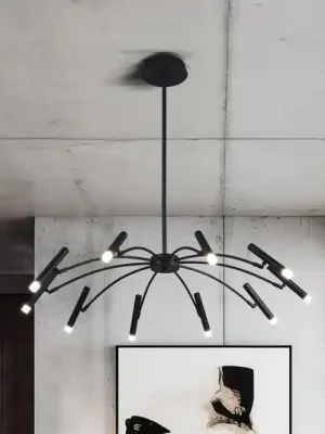 Cenově Výhodný Závěsné světlo LED Secret, černé, Ø 80 cm, kov, 10-bodové.