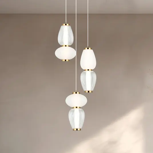 Poslední Šance Závěsné světlo LED Shiny, Ø 60 cm, čiré/bílé, sklo