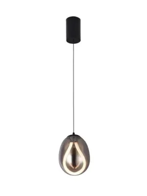 Levný Závěsné světlo LED Melanie, Ø 16 cm, kouřově šedá/černá, sklo