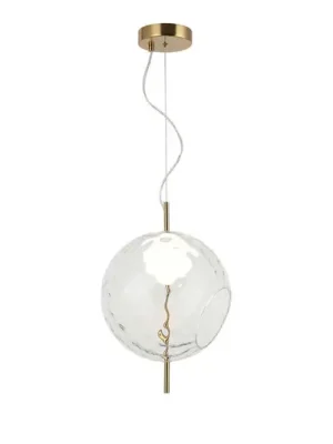 Aktuální Závěsné světlo LED Dalia, čiré/zlaté, Ø 30 cm, sklo