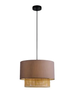 Závěsné světlo Rika, Ø 34 cm, šedá/přírodní barva, látka/rattan Víkendová Akce