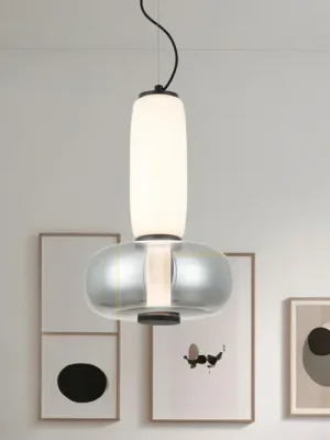 Závěsné světlo LED Avery, kouřově šedé/bílé, Ø 32 cm, sklo Víkendová Akce
