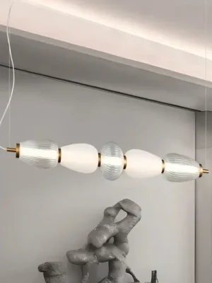 Nízká Cena Závěsné světlo LED Shiny, délka 83 cm, čiré/bílé, sklo