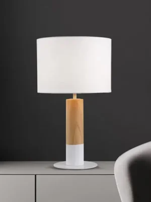 Finální Výprodej Stolní lampa Carroll, dřevo světlé/bílé, výška 43 cm, látka
