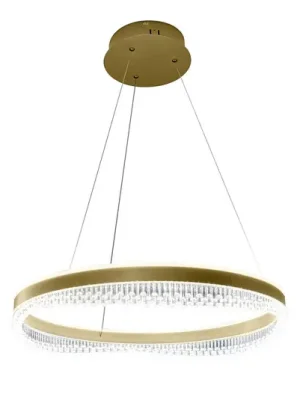 Závěsné světlo LED Preciosa, zlatá/křišťálová, akryl, Ø 60 cm Akční Nabídka