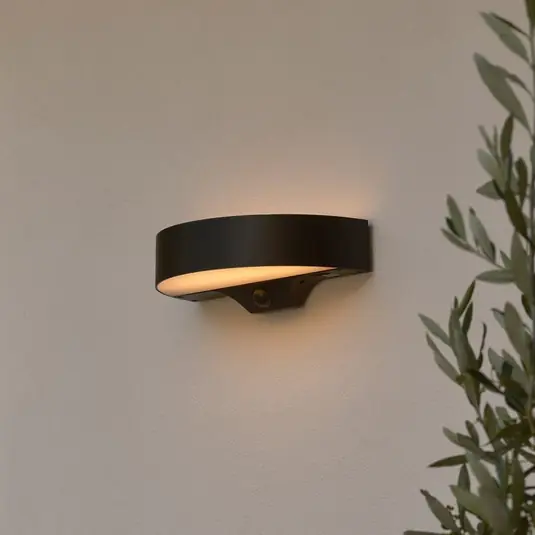 Akce LED solární venkovní nástěnné svítidlo Monay Round, černé, IP44