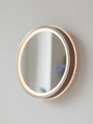 LED nástěnné zrcadlo VIDRO, bronzové, Ø 26 cm, powerbanka, vypínač Dokud Zásoby Vydrží