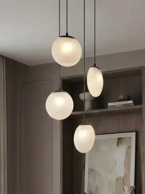 Cenová Bomba Lucande závěsné světlo Lunelle, černé, sklo, 4 žárovky, Ø 40 cm
