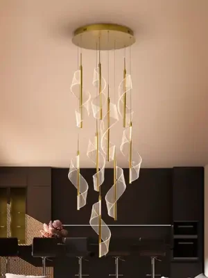 Bezpečná Platba Závěsné světlo LED Velas 9 světel, zlatá barva, kov, plast