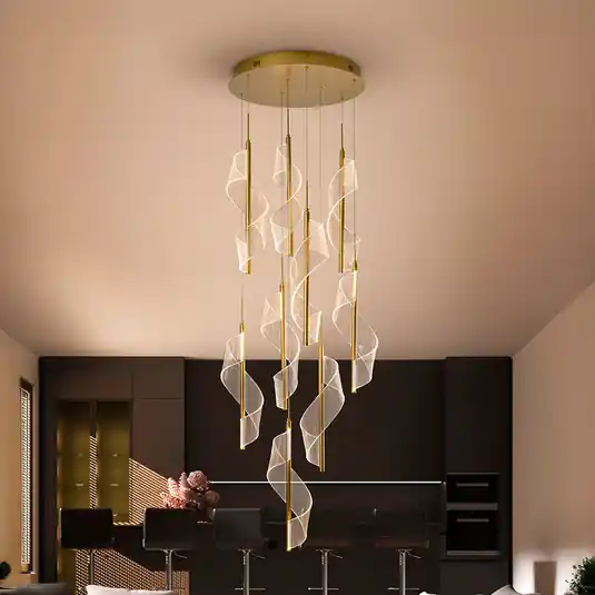 Bezpečná Platba Závěsné světlo LED Velas 9 světel, zlatá barva, kov, plast
